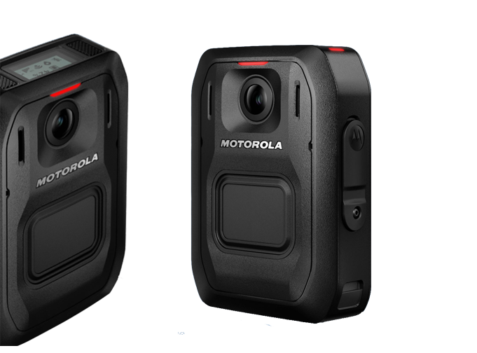 Motorola V500 body-worn camera shown at different angles